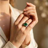 Emerald and Diamond Stone Ring