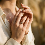 Elegant Sparkling Gold Ring with Double Peak