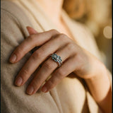 Silver Cross Ring with Blue Gemstone