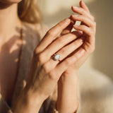 Vintage Rose Gold Ring with Oval Opal and Sparkling Crystal Border