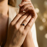 Gold Ring with Stunning Blue Centre Stone and Sparkle