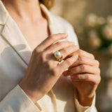 Vintage Gold Ring with Pearl Inlay