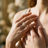 Vintage Adjustable Gold Ring with Pearl and Crystal