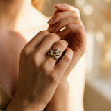 Vintage Gold and Silver Ring with Cubic Zirconia Gemstone