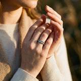 Vintage Gold Ring with Blue Glass Inlay