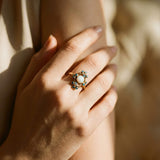 Vintage Ring with Blue and Opal Crystals
