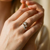 Vintage Irregular Gold and Silver Ring with Cubic Zirconia