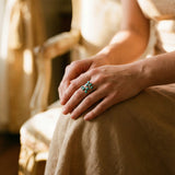 Vintage Leaf Ring with Turquoise