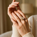 Gold Ring with White Flower