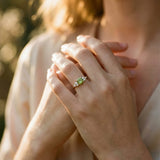 Vintage Ring with Olive Green Cubic Zirconia