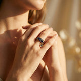 Vintage Gold Ring with Blue Crystal