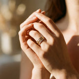 Vintage Gold Braided Ring with Cubic Zirconia