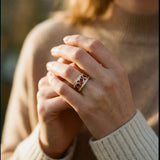 Vintage Gold Ring with Red Cubic Zirconia