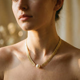 Gold Greek Pearl Necklace