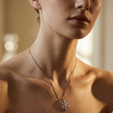 Sparkling Snowflake Crystal Gold and Silver Necklace