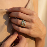 Vintage Rings with White and Green Opal
