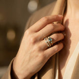 Vintage Ring Set with Blue Crystal