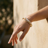 Elegant Open White Enamel Gold Bracelet