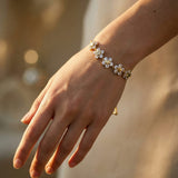 Gold Crystal Bracelet with Daisies