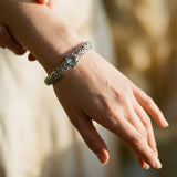 Vintage Open Silver Bracelet with Cubic Zirconia