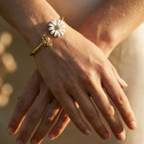Vintage Gold Bracelet with Daisies and Bees