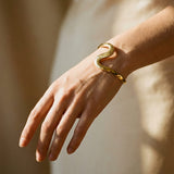 Classic Wave Open Gold Bracelet