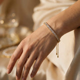 Adjustable Cubic Zirconia Bracelet in Gold and Silver