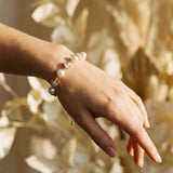 Vintage Gold Bracelet with Leaf and Pearl