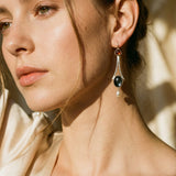 Vintage Earrings with Red Crystal and Pearl