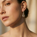 Vintage Gold Earrings with White Glass