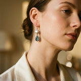 Vintage Silver Earrings with Natural Stone and Pearl