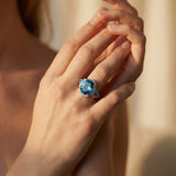 Vintage Silver Ring with Blue Crystal