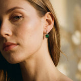 Emerald Stone Heart Earrings