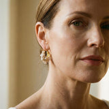 Vintage Gold Hoop Earrings with Pearls