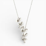 Silver Petal Necklace and Earrings Set