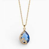 Blue Crystal Gold Necklace and Earrings Set