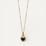 Black and White Gold Heart Pendant Necklace