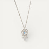 Silver Moon and Crystal Dream Catcher Necklace