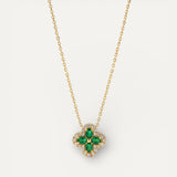 Gold Sparkling Clover Emerald Necklace