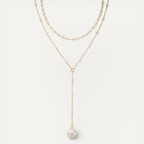 Double-Strand Pearl Drop Necklace