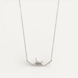 Climbing Cat Silver Necklace