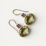 Gold Earrings with Green Crystal