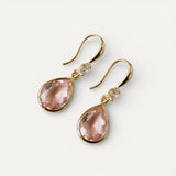 Vintage Drop Earrings with Pink Crystal