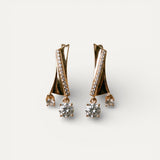 Elegant Irregular Gold Cubic Zirconia Earrings