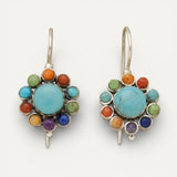 Flower Earrings with Multicolour Stones