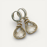 Vintage Gold Earrings with White Glass