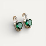 Emerald Stone Heart Earrings