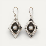 Vintage Silver Pearl Inlay Earrings