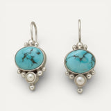 Vintage Blue Stone and Pearl Earrings