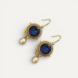 Vintage Gold Blue Pearl Earrings